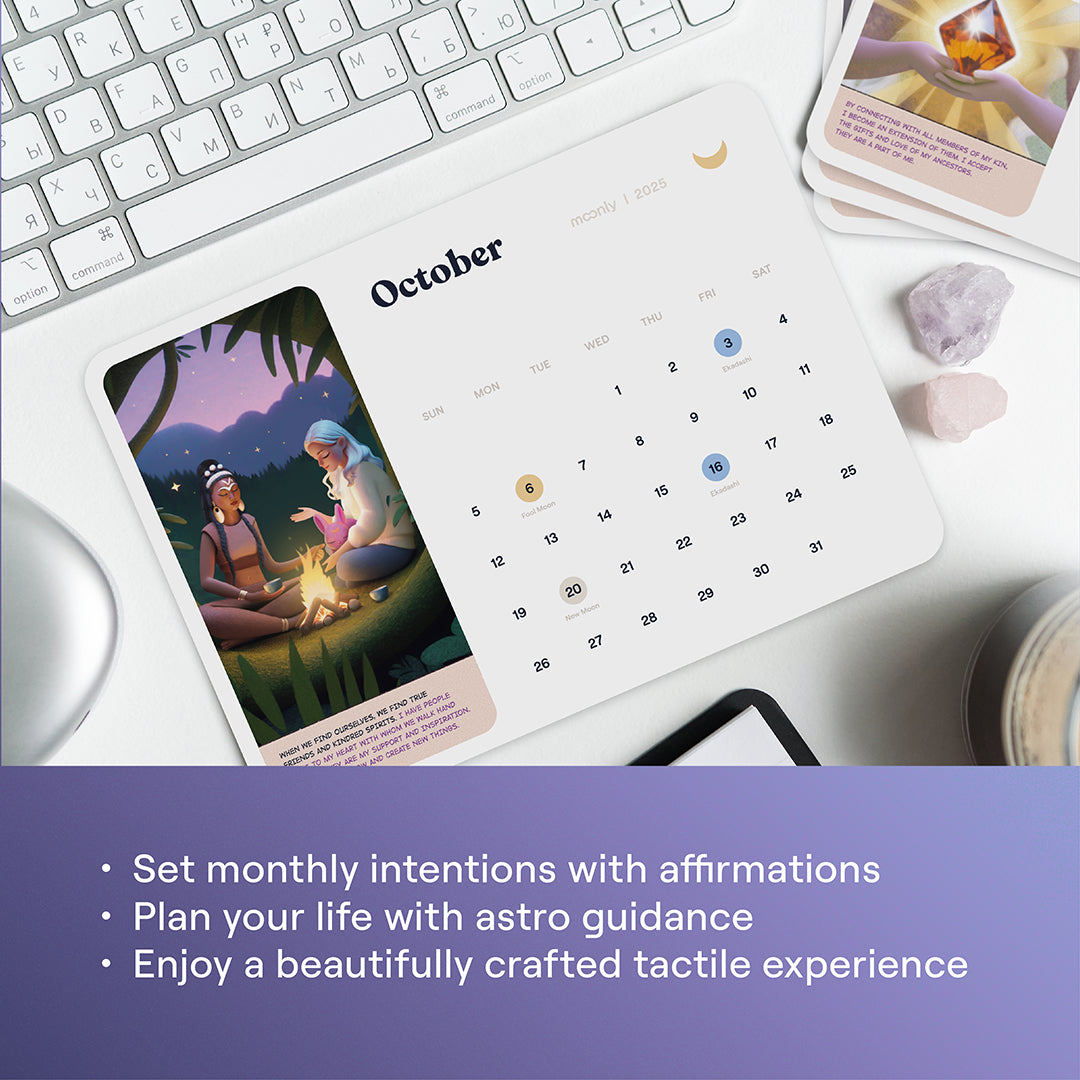 Detailed October page of the Lunar Calendar 2025, with moon phases and spiritual tips for daily alignment.
