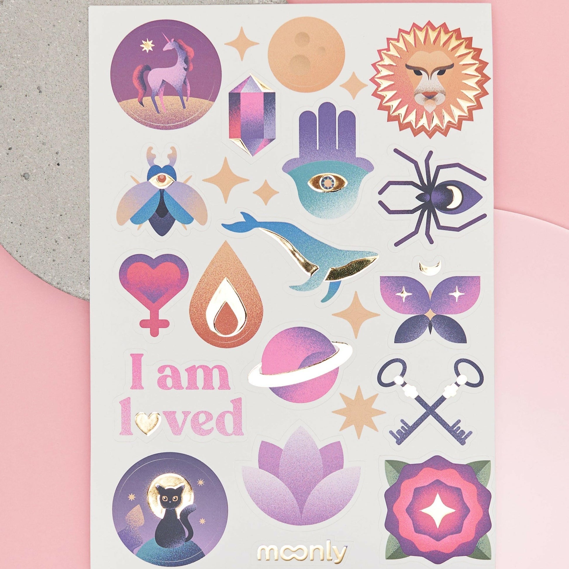 Tarot and astrology-themed stickers for sacred space decoration