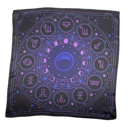 Mystical black velvet tablecloth for tarot readings and spiritual rituals