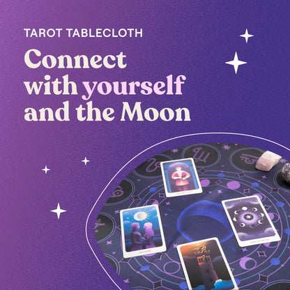 Metaphysical tablecloth for holistic astrology and tarot sessions